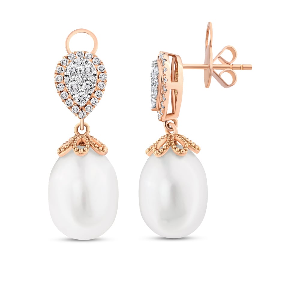 Обици - Диамантени Обеци с Перли