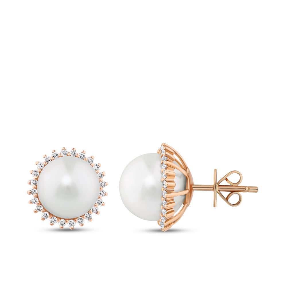 Обици - Диамантени Обеци с Перли