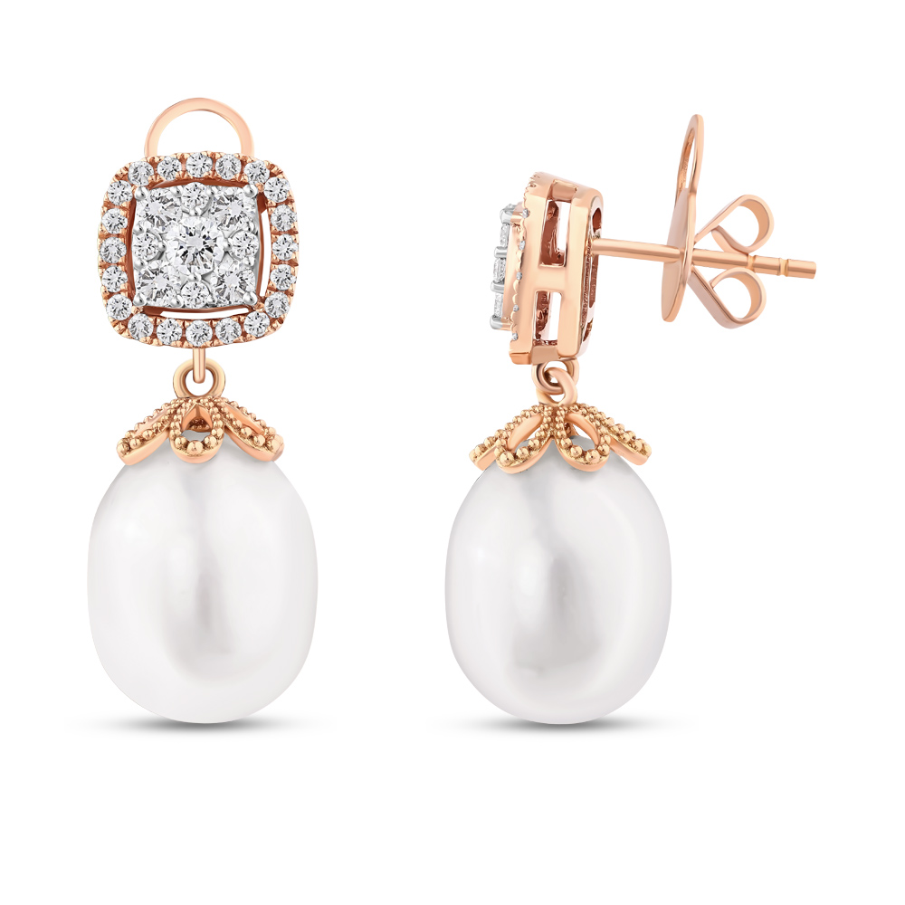 Обици - Диамантени Обеци с Перли