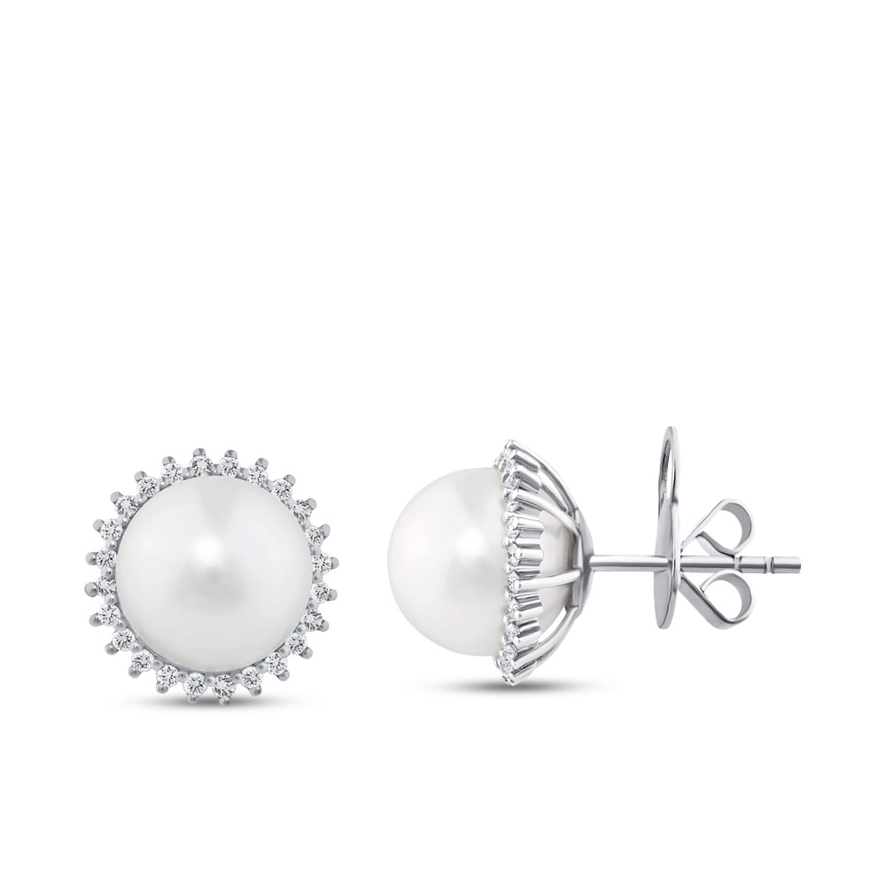 Обици - Диамантени Обеци с Перли