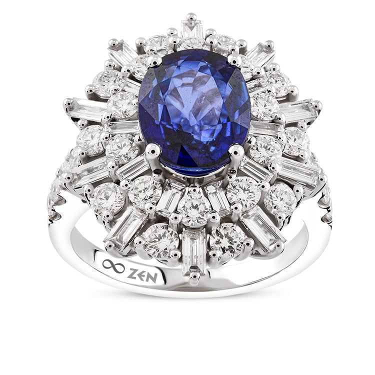 Пръстен с Диаманти и Сапфир