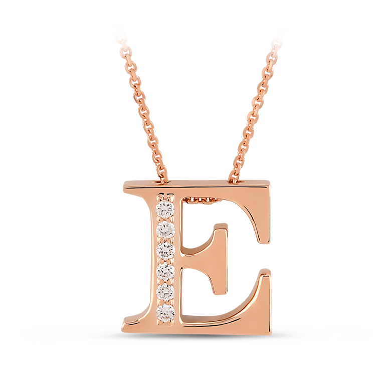 Letter E Diamond Necklace