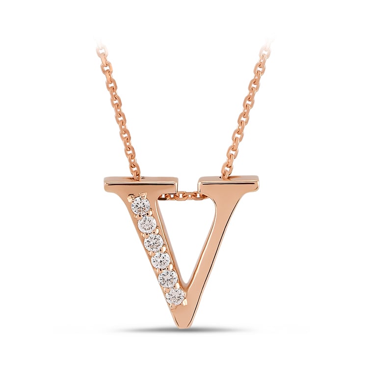 Letter V Diamond Necklace