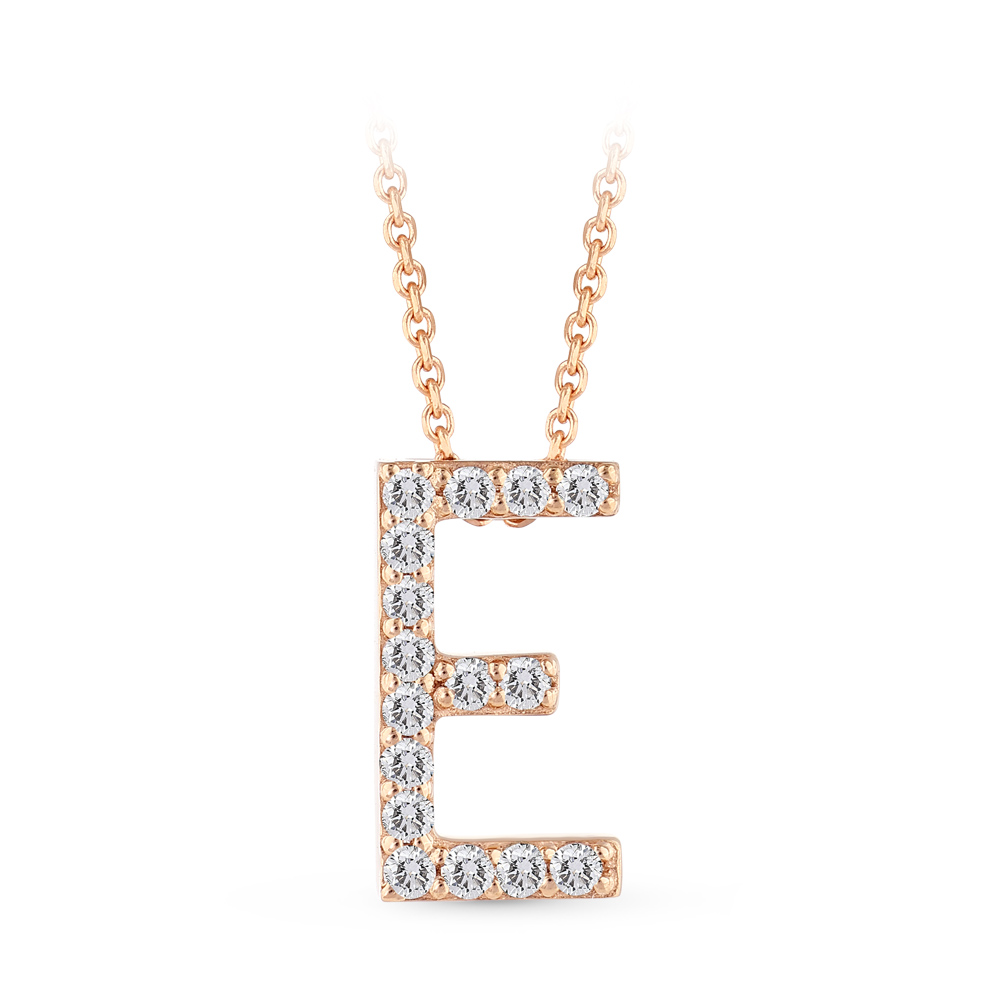 Letter E Diamond Necklace