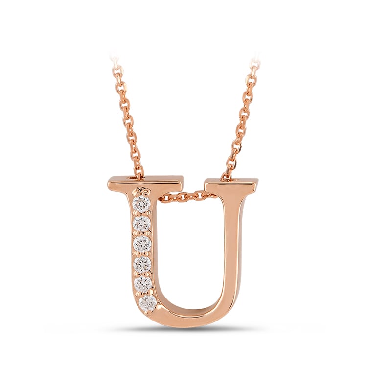 Letter U Diamond Necklace