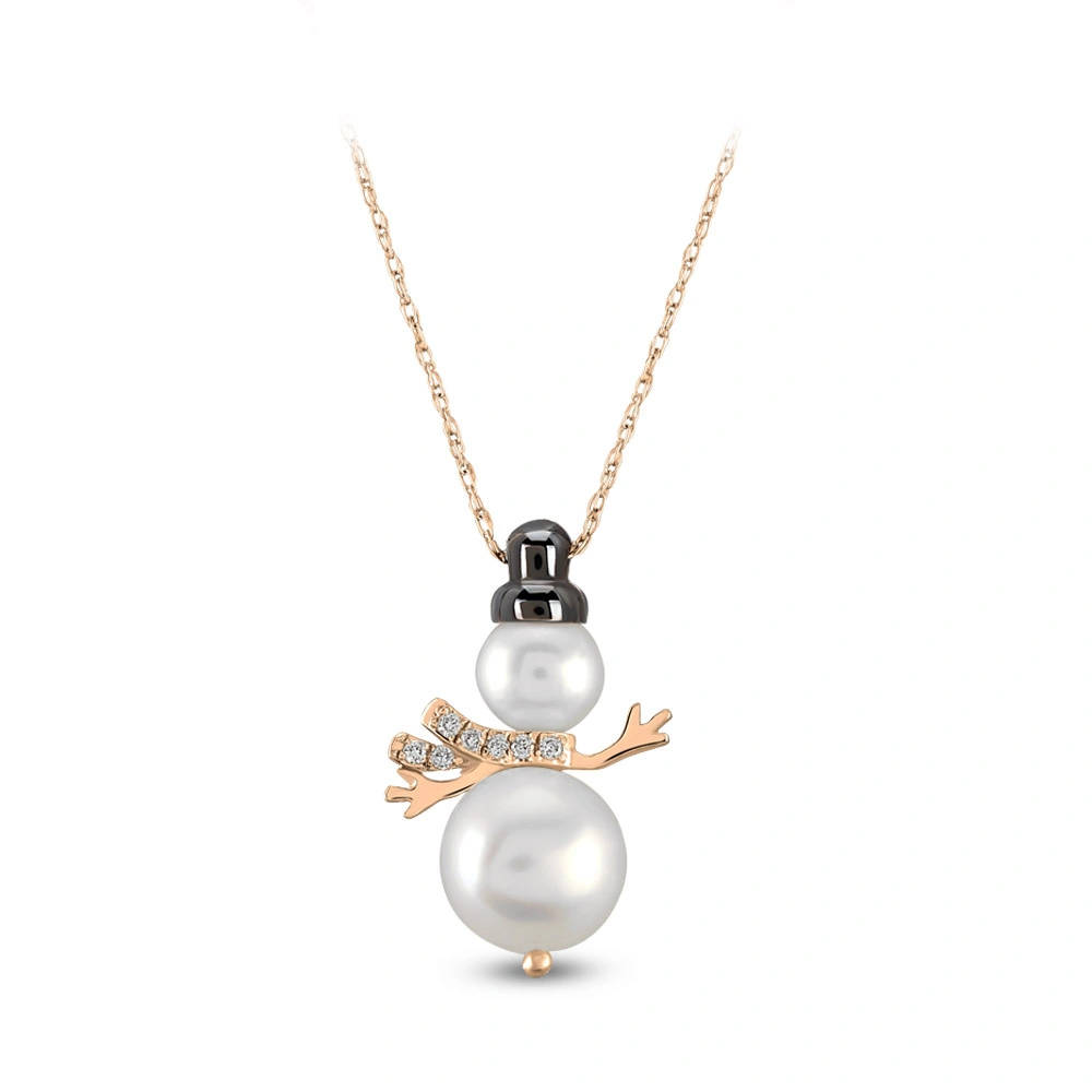 Snowman Diamond Pendant with Chain