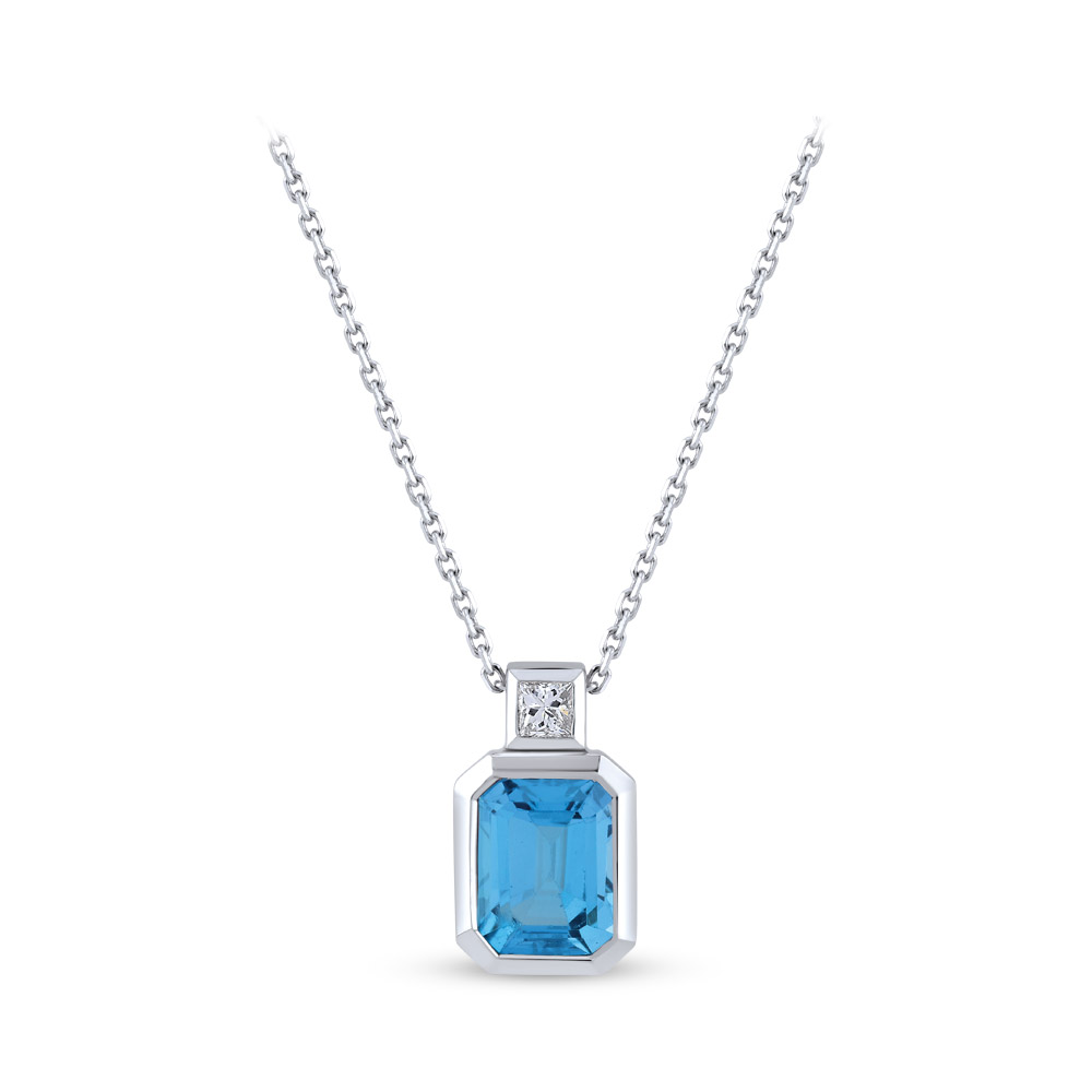Blue Topaz Diamond Necklace