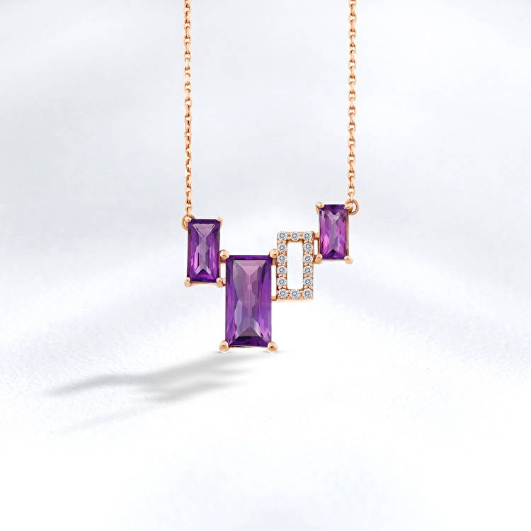 Amethyst Diamond Necklace