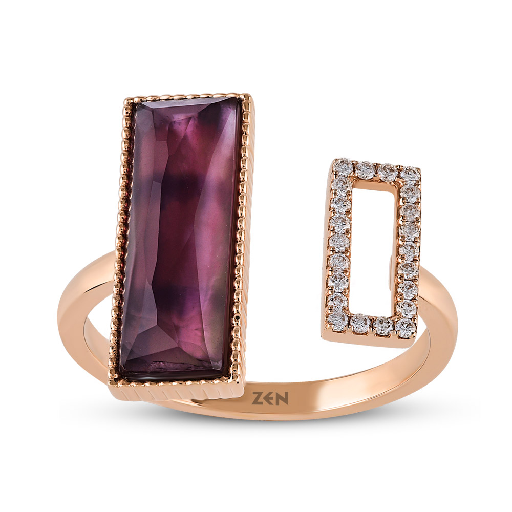 Amethyst Diamond Ring