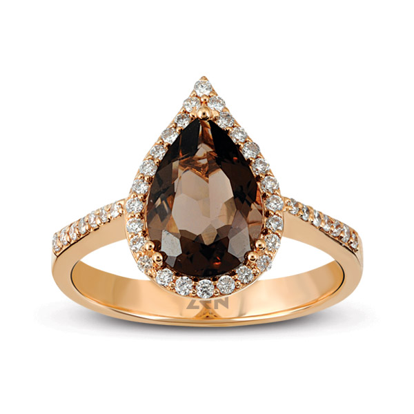 Диамантен Пръстен с Опушен Топаз   