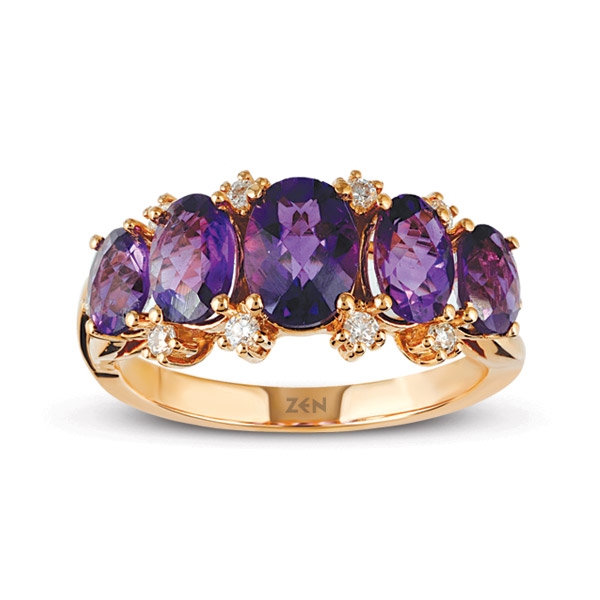 Amethyst Diamond Ring