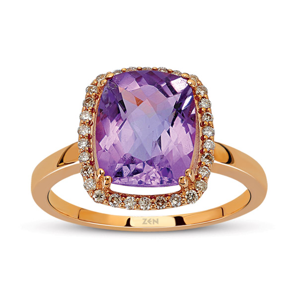 Amethyst Diamond Ring