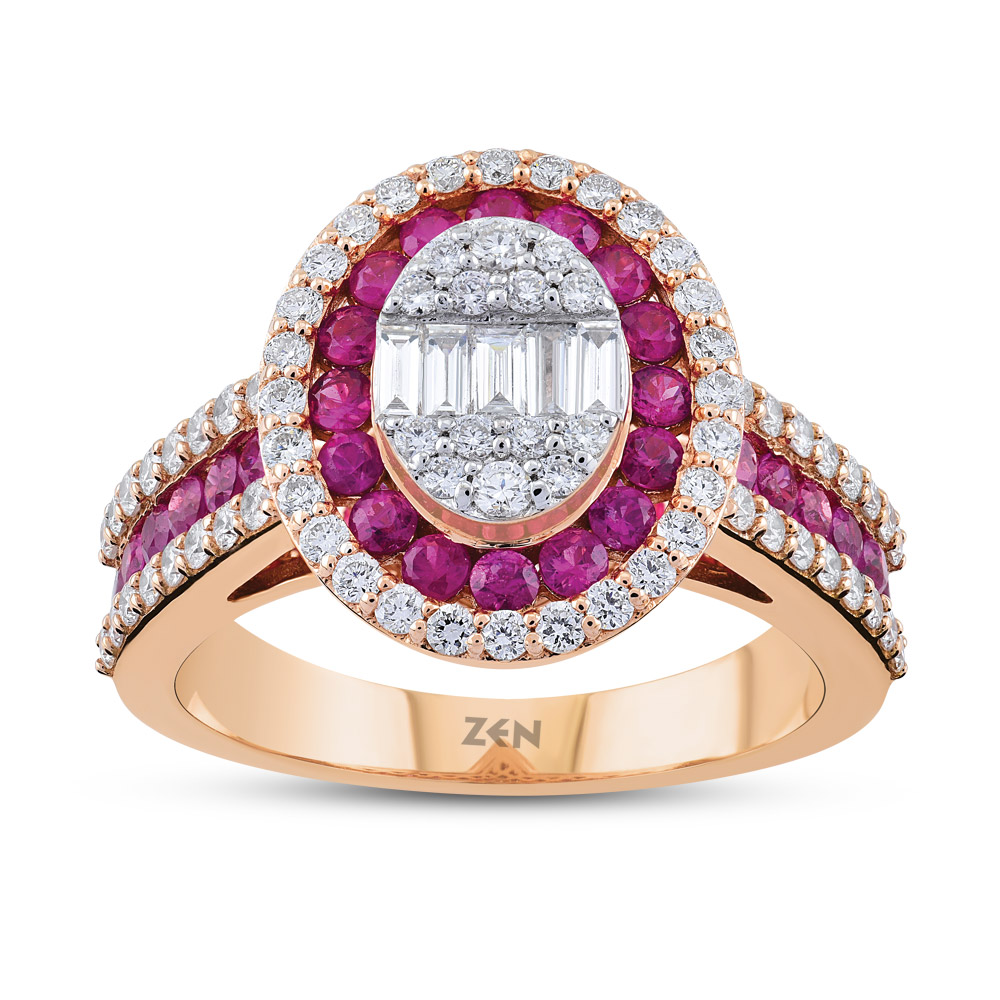 Baguette Diamond Ruby Ring