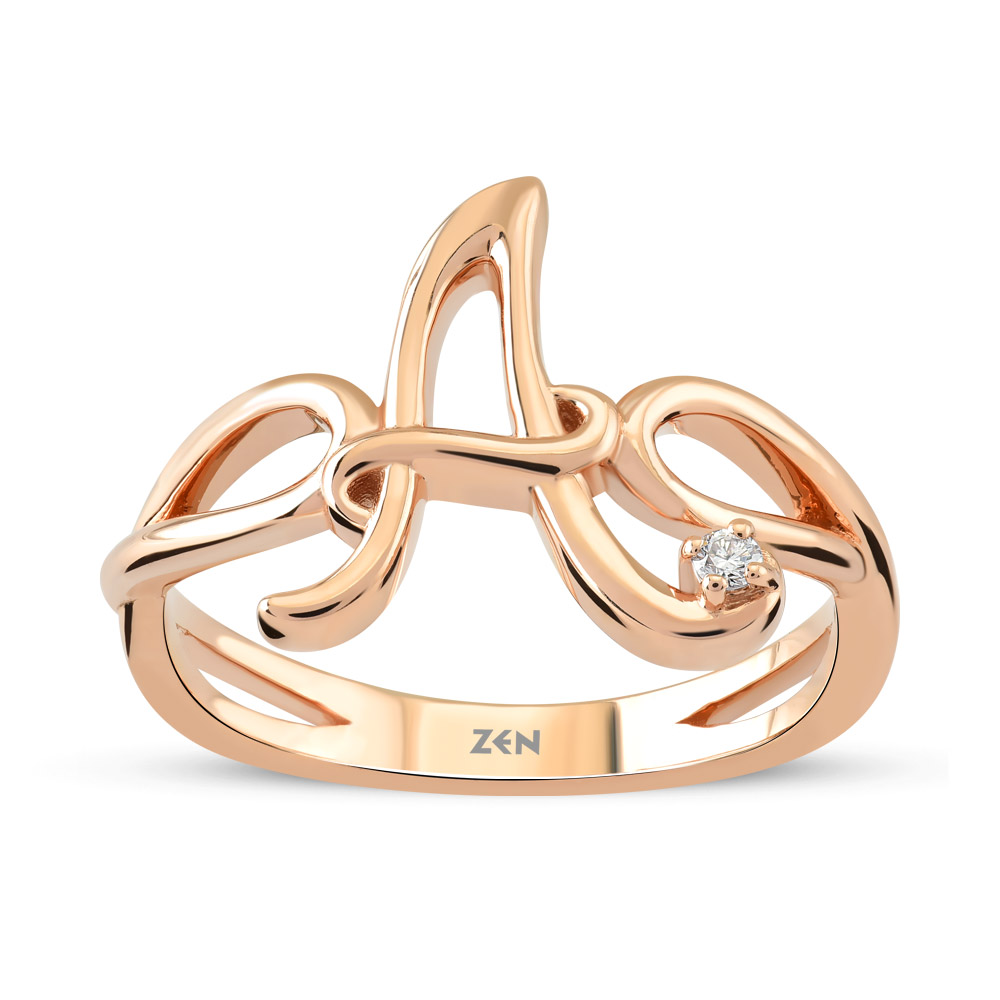 Letter A Diamond Ring