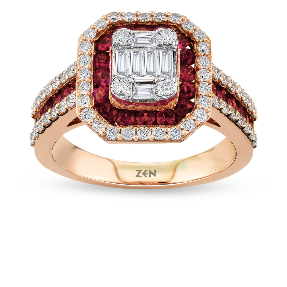 Ruby Baguette Diamond Ring