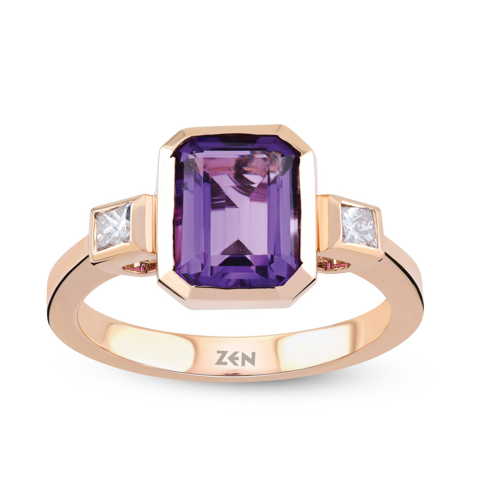 Amethyst Diamond Ring