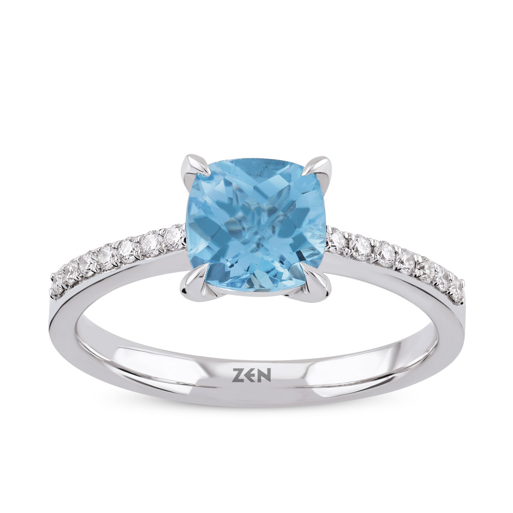 Blue Topaz Diamond Ring