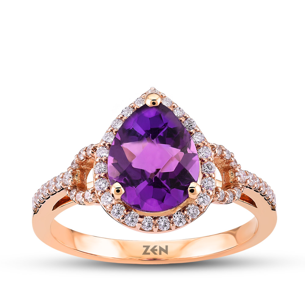 Amethyst Diamond Ring