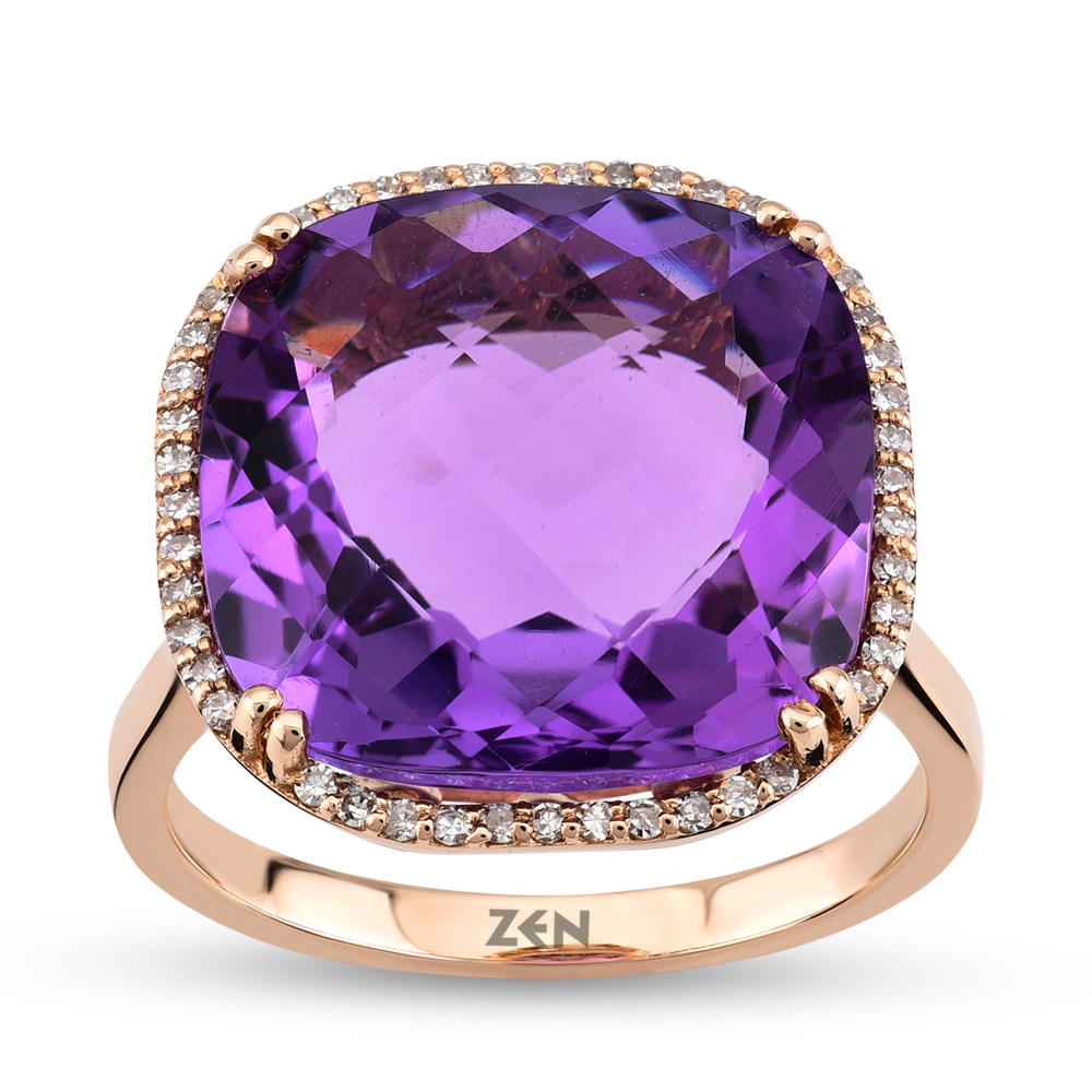 Amethyst Diamond Ring