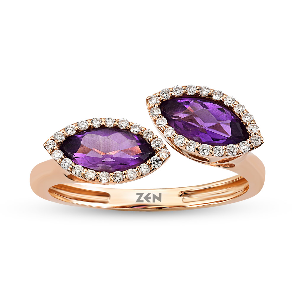 Amethyst Diamond Ring