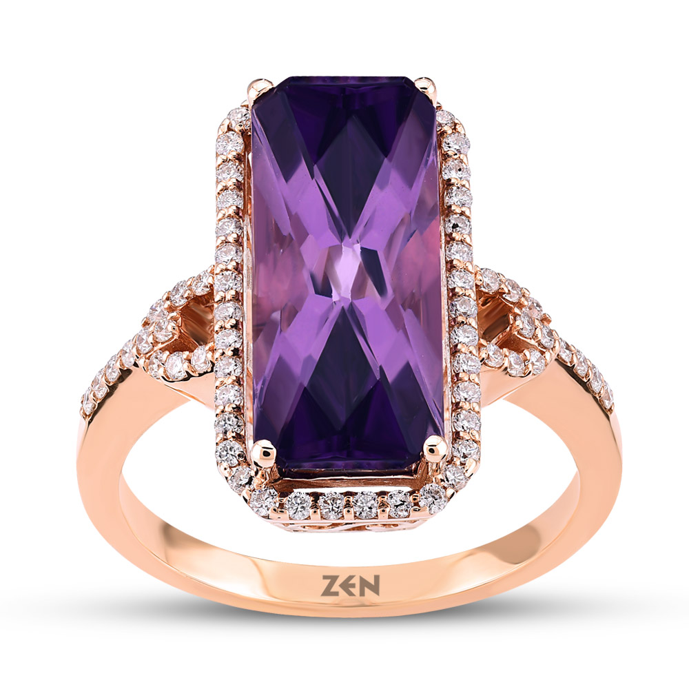 Amethyst Diamond Ring