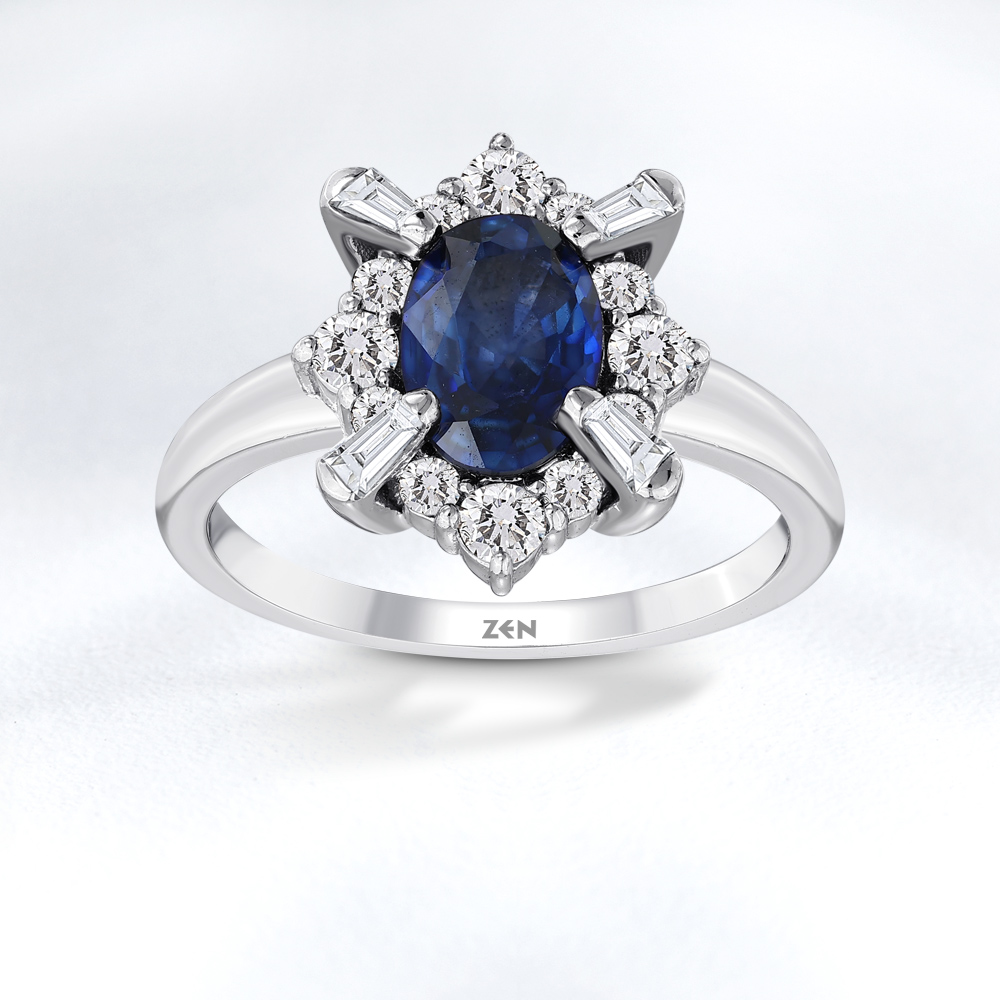 Пръстен с Диаманти и Сапфир