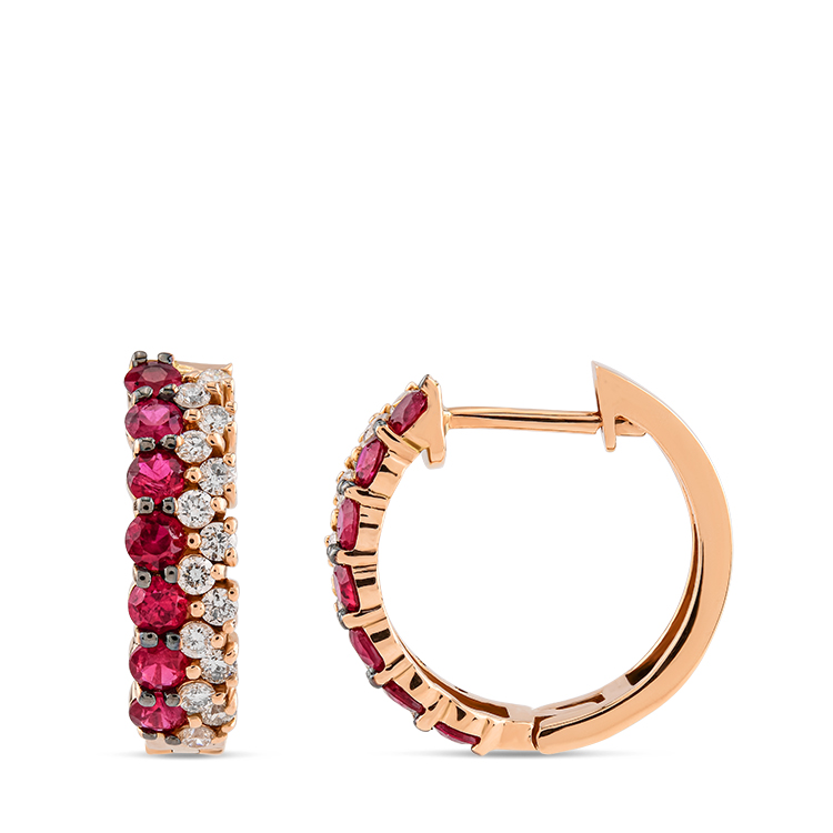 Обици - Диамантени Обеци с Рубини