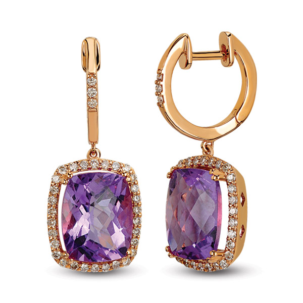 Amethyst Diamond Earstud