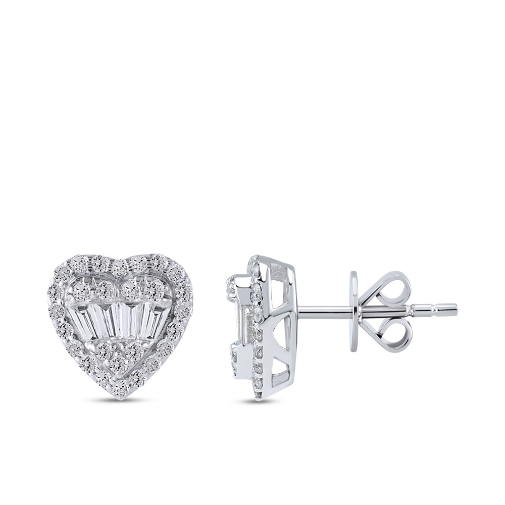 Обици -Диамантени Обеци Сърце Багети