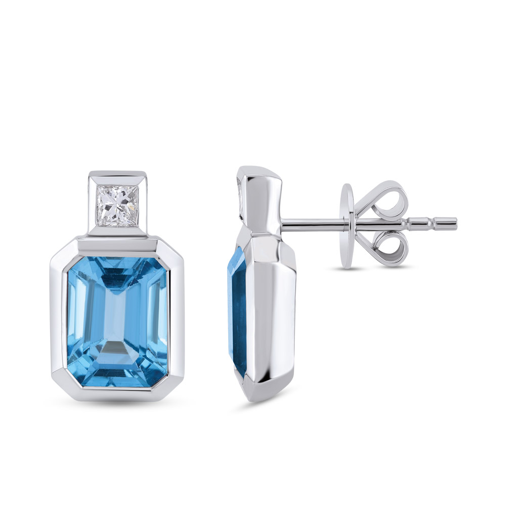 Blue Topaz Diamond Earring