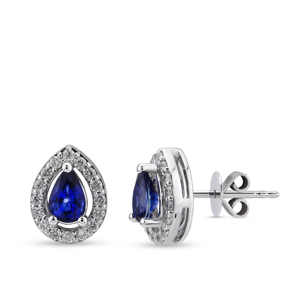 Обици - Диамантени Обеци със Сапфири   