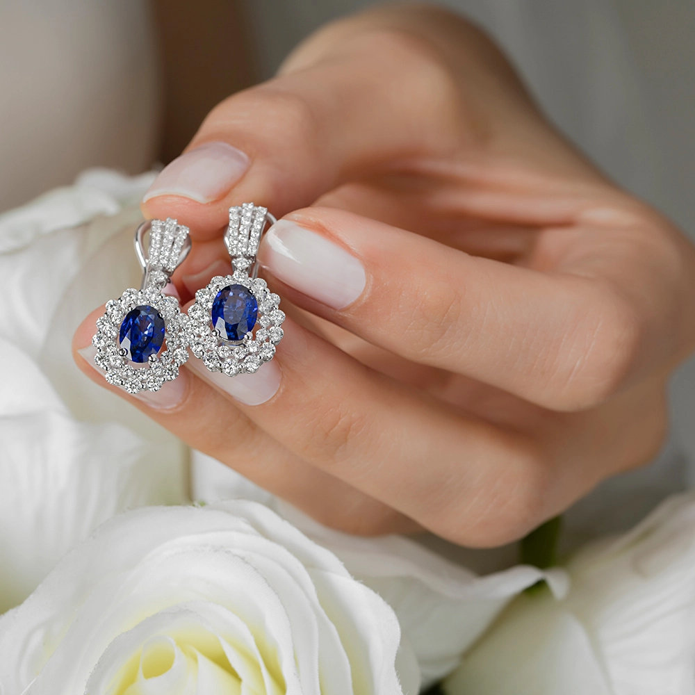 Sapphire Diamond Stud Earring