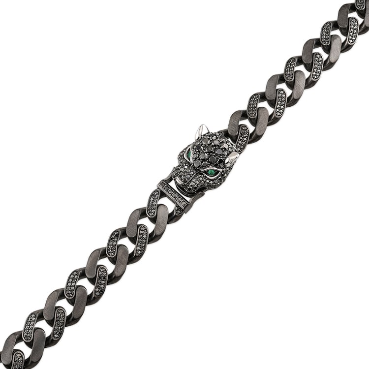 Men Silver Diamond Bracelet
